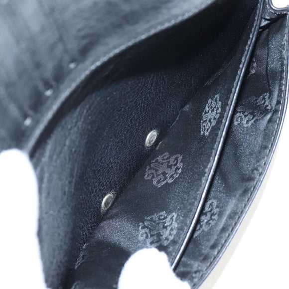 Chrome Hearts Single Fall Long Wallet Leather Black Silver Auth 195110M