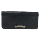 Chrome Hearts Single Fall Long Wallet Leather Black Silver Auth 195110M-2