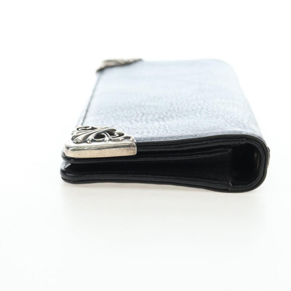 Chrome Hearts Single Fall Long Wallet Leather Black Silver Auth 195110M