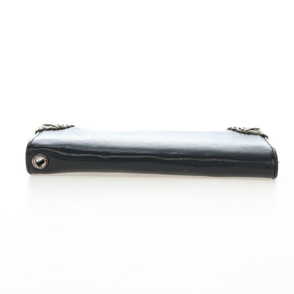 Chrome Hearts Single Fall Long Wallet Leather Black Silver Auth 195110M