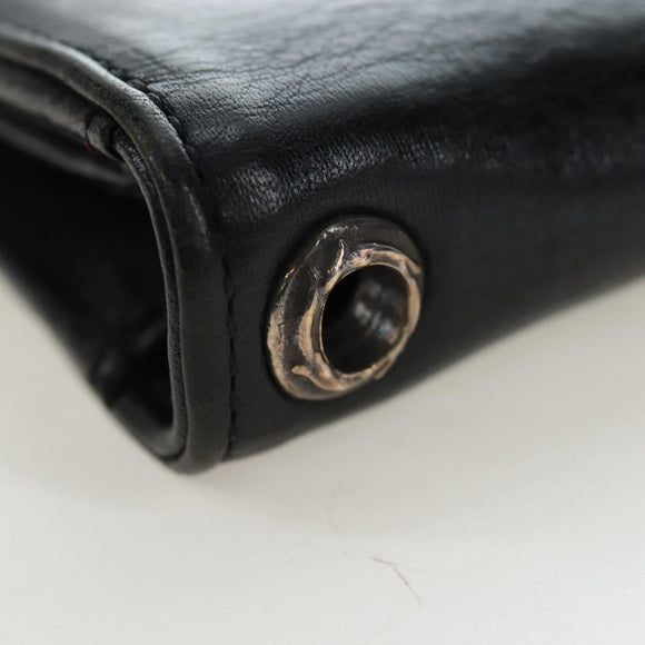 Chrome Hearts Single Fall Long Wallet Leather Black Silver Auth 195110M