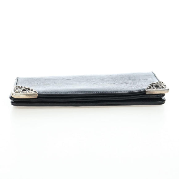 Chrome Hearts Single Fall Long Wallet Leather Black Silver Auth 195110M
