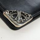 Chrome Hearts Single Fall Long Wallet Leather Black Silver Auth 195110M-14