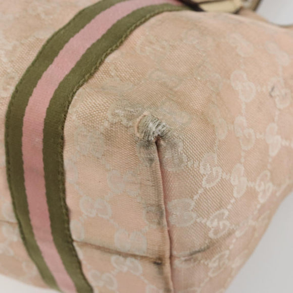 GUCCI GG Canvas Sherry Line Tote Bag Pink Gold 137396 Auth 195115
