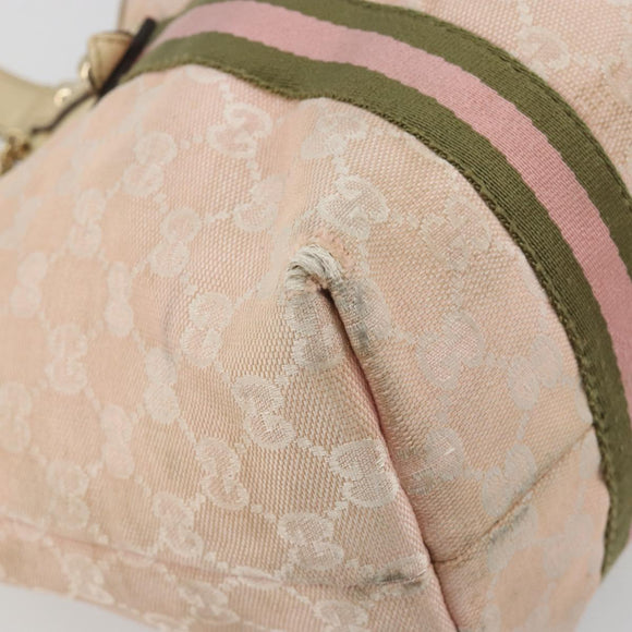 GUCCI GG Canvas Sherry Line Tote Bag Pink Gold 137396 Auth 195115