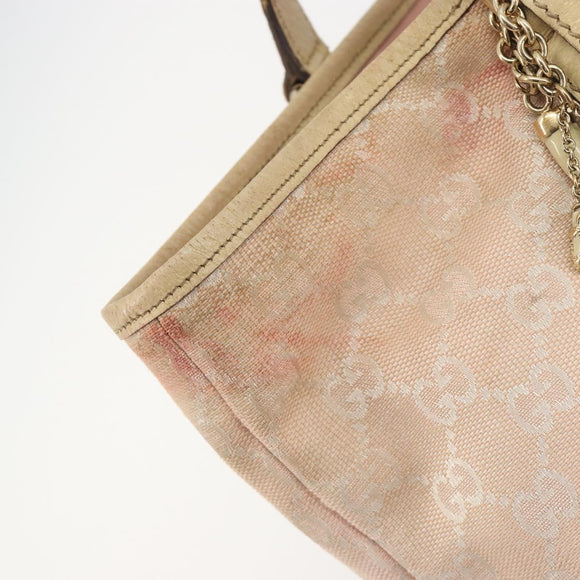 GUCCI GG Canvas Sherry Line Tote Bag Pink Gold 137396 Auth 195115