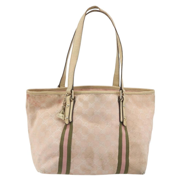 GUCCI GG Canvas Sherry Line Tote Bag Pink Gold 137396 Auth 195115