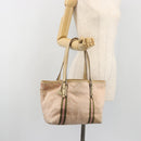 GUCCI GG Canvas Sherry Line Tote Bag Pink Gold 137396 Auth 195115-23