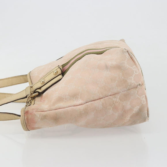 GUCCI GG Canvas Sherry Line Tote Bag Pink Gold 137396 Auth 195115