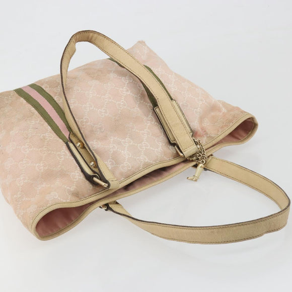 GUCCI GG Canvas Sherry Line Tote Bag Pink Gold 137396 Auth 195115