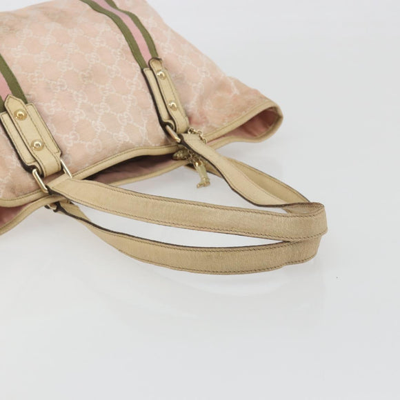 GUCCI GG Canvas Sherry Line Tote Bag Pink Gold 137396 Auth 195115