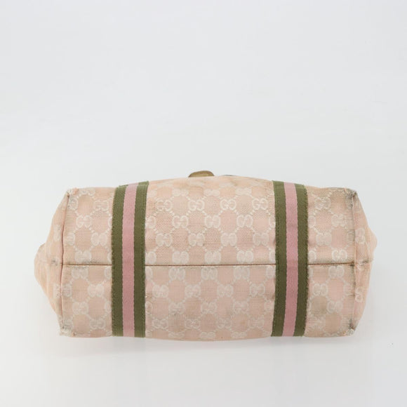 GUCCI GG Canvas Sherry Line Tote Bag Pink Gold 137396 Auth 195115