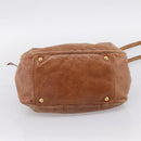 Miu Miu Ribbon Hand Bag Leather 2way Brown Gold Auth 195137V-5