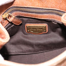 Miu Miu Ribbon Hand Bag Leather 2way Brown Gold Auth 195137V-19