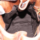 Miu Miu Ribbon Hand Bag Leather 2way Brown Gold Auth 195137V-20