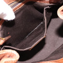 Miu Miu Ribbon Hand Bag Leather 2way Brown Gold Auth 195137V-22