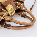 Miu Miu Ribbon Hand Bag Leather 2way Brown Gold Auth 195137V-7