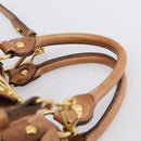 Miu Miu Ribbon Hand Bag Leather 2way Brown Gold Auth 195137V-8