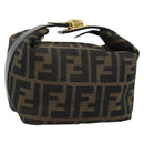 FENDI Zucca Canvas Vanity Pouch Black Brown Auth 195157-1