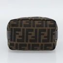 FENDI Zucca Canvas Vanity Pouch Black Brown Auth 195157-10