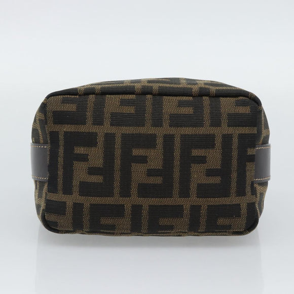 FENDI Zucca Canvas Vanity Pouch Black Brown Auth 195157