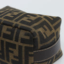 FENDI Zucca Canvas Vanity Pouch Black Brown Auth 195157-11