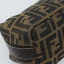FENDI Zucca Canvas Vanity Pouch Black Brown Auth 195157-14