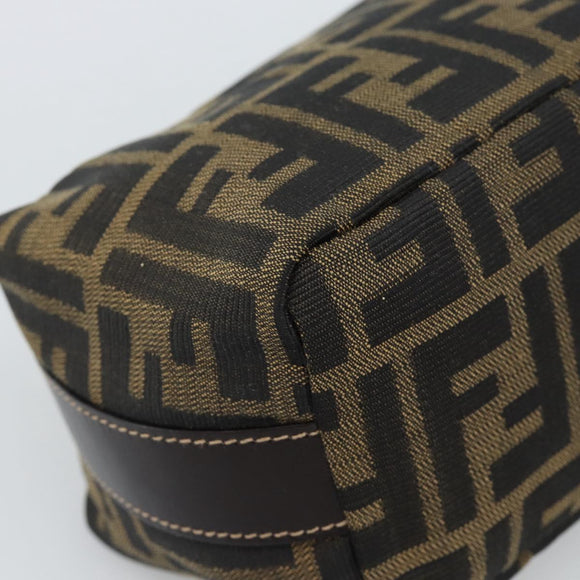 FENDI Zucca Canvas Vanity Pouch Black Brown Auth 195157
