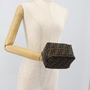 FENDI Zucca Canvas Vanity Pouch Black Brown Auth 195157-19