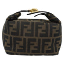 FENDI Zucca Canvas Vanity Pouch Black Brown Auth 195157-2