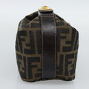 FENDI Zucca Canvas Vanity Pouch Black Brown Auth 195157-4