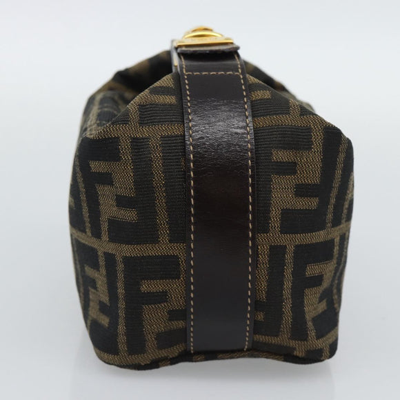 FENDI Zucca Canvas Vanity Pouch Black Brown Auth 195157