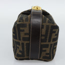 FENDI Zucca Canvas Vanity Pouch Black Brown Auth 195157-5