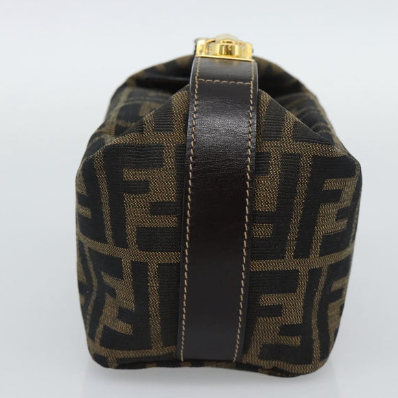 FENDI Zucca Canvas Vanity Pouch Black Brown Auth 195157