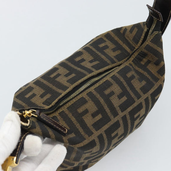 FENDI Zucca Canvas Vanity Pouch Black Brown Auth 195157