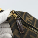 FENDI Zucca Canvas Vanity Pouch Black Brown Auth 195157-9