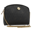 Christian Dior Honeycomb Canvas Chain Shoulder Bag PVC Black Gold Auth 195166A-1