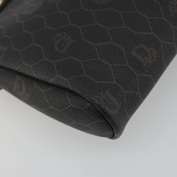 Christian Dior Honeycomb Canvas Chain Shoulder Bag PVC Black Gold Auth 195166A