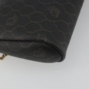 Christian Dior Honeycomb Canvas Chain Shoulder Bag PVC Black Gold Auth 195166A-17