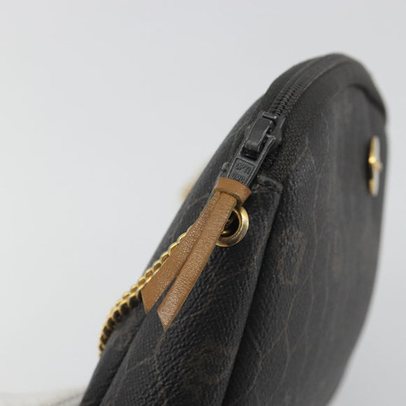 Christian Dior Honeycomb Canvas Chain Shoulder Bag PVC Black Gold Auth 195166A