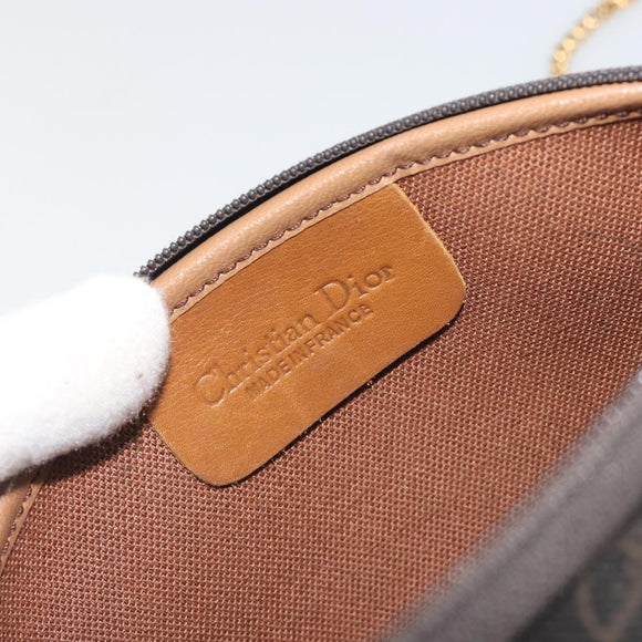 Christian Dior Honeycomb Canvas Chain Shoulder Bag PVC Black Gold Auth 195166A