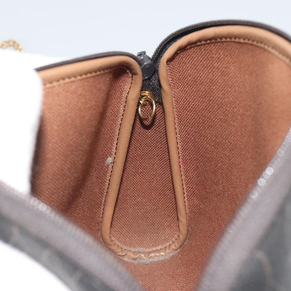 Christian Dior Honeycomb Canvas Chain Shoulder Bag PVC Black Gold Auth 195166A