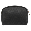 Christian Dior Honeycomb Canvas Chain Shoulder Bag PVC Black Gold Auth 195166A-2