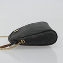 Christian Dior Honeycomb Canvas Chain Shoulder Bag PVC Black Gold Auth 195166A-4