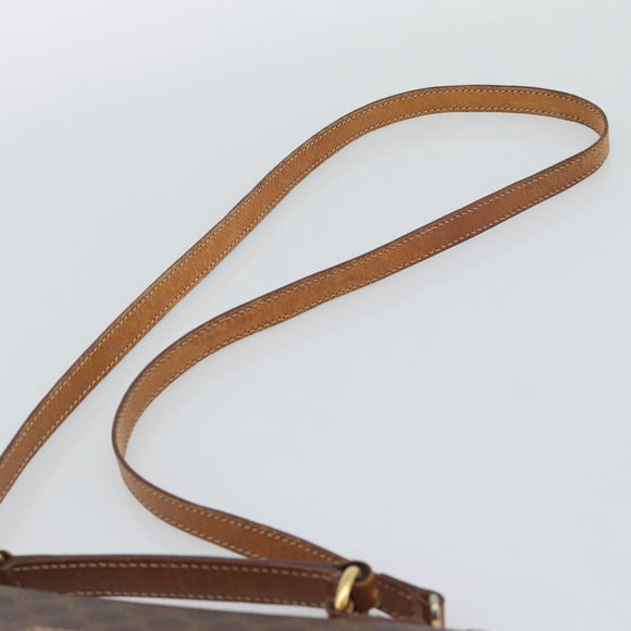 CELINE Macadam Canvas Hand Bag PVC Leather 2way Brown Gold Auth 195169