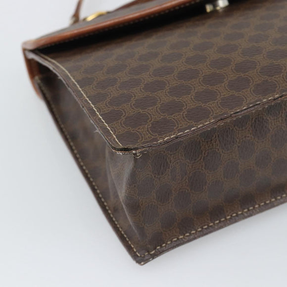 CELINE Macadam Canvas Hand Bag PVC Leather 2way Brown Gold Auth 195169
