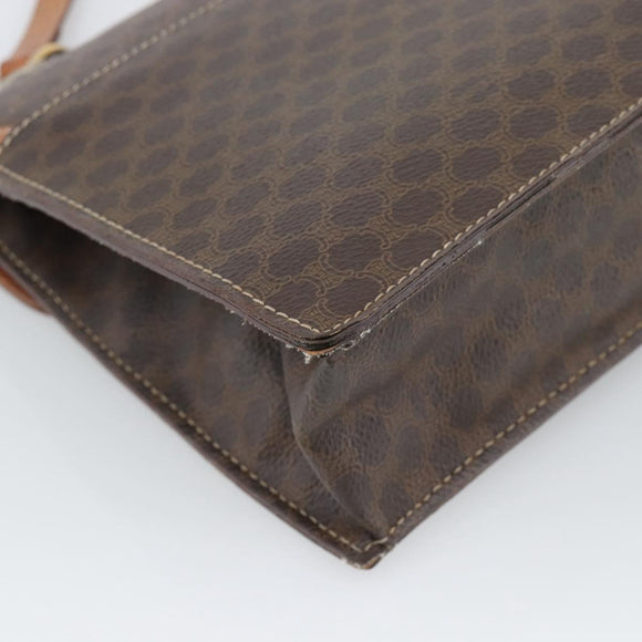 CELINE Macadam Canvas Hand Bag PVC Leather 2way Brown Gold Auth 195169