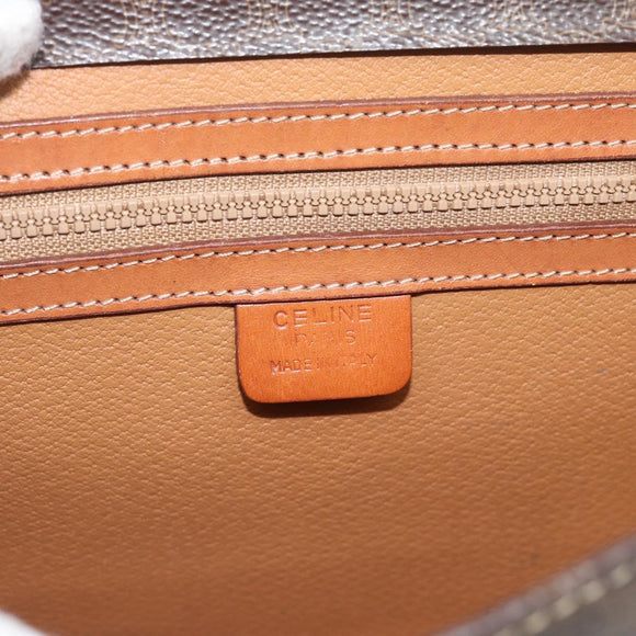 CELINE Macadam Canvas Hand Bag PVC Leather 2way Brown Gold Auth 195169