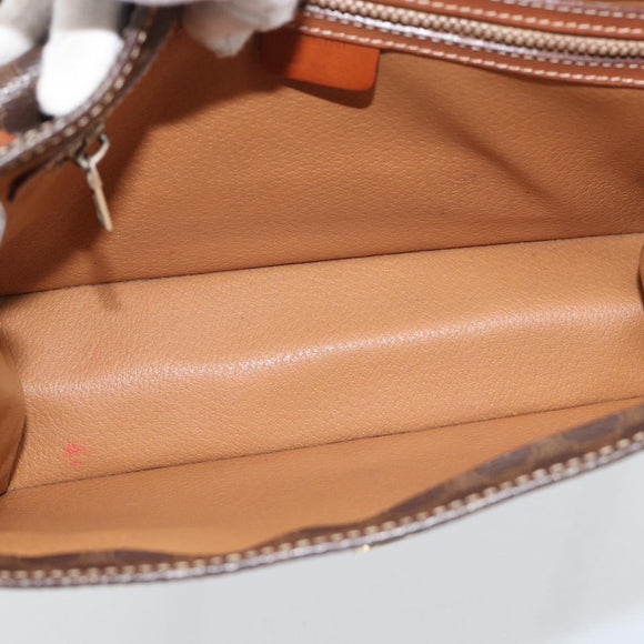 CELINE Macadam Canvas Hand Bag PVC Leather 2way Brown Gold Auth 195169