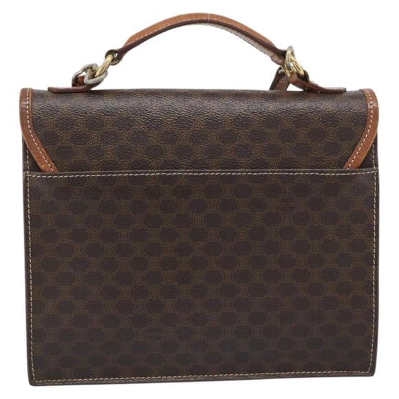 CELINE Macadam Canvas Hand Bag PVC Leather 2way Brown Gold Auth 195169